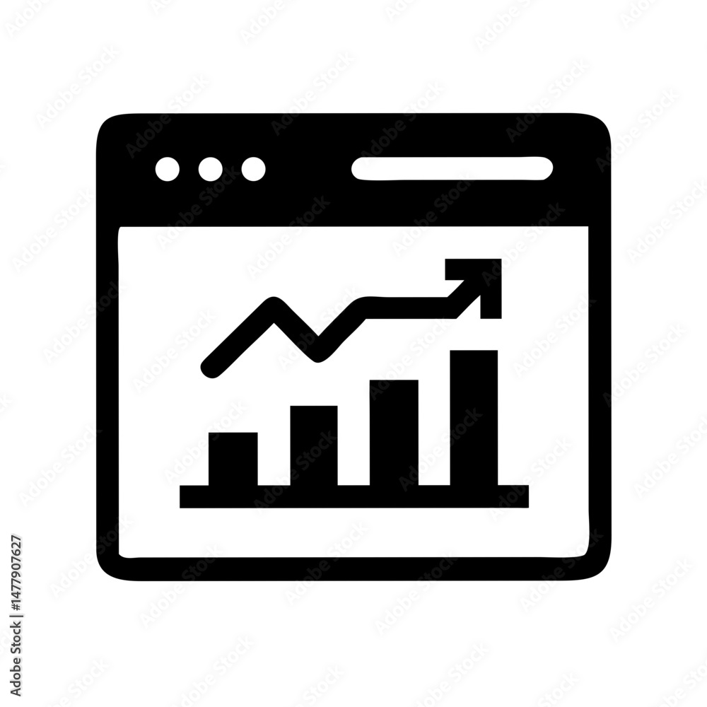 Poster webpage with graph icon representing web analytics and performance metrics