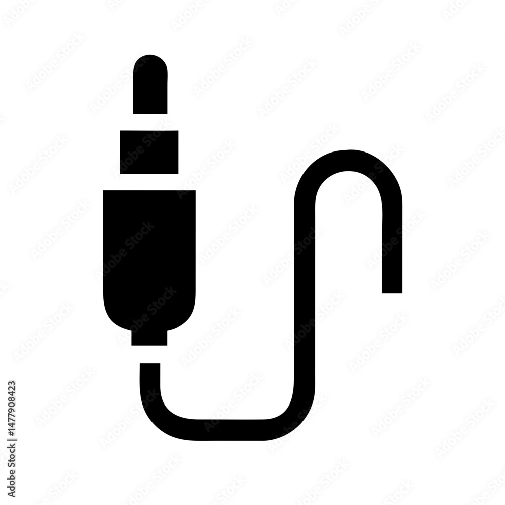 Poster audio jack plug icon representing sound connection interface
