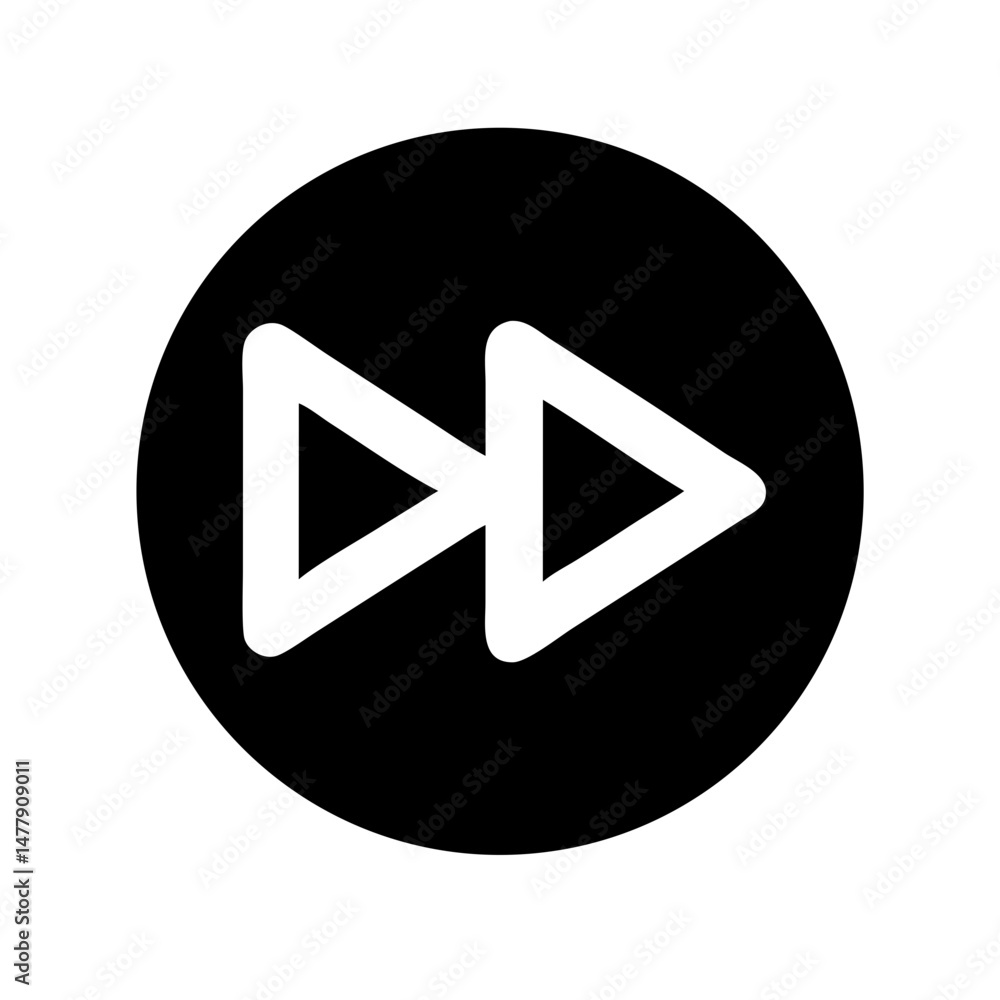 Poster fast forward button circle icon representing media playback skipping