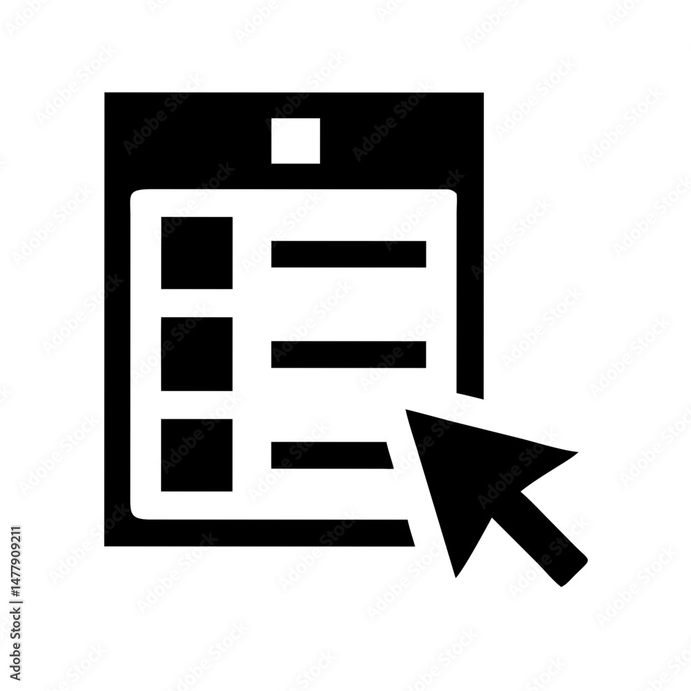 Poster grid survey form with cursor selecting option icon representing user feedback input
