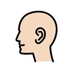 A simple illustration of a persons profile icon. Avatar and human head icon flat style. Vector symbol isolated on white background.