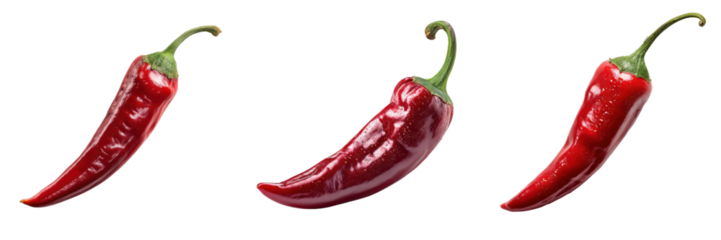 Fresh red chili peppers isolated on transparent background 