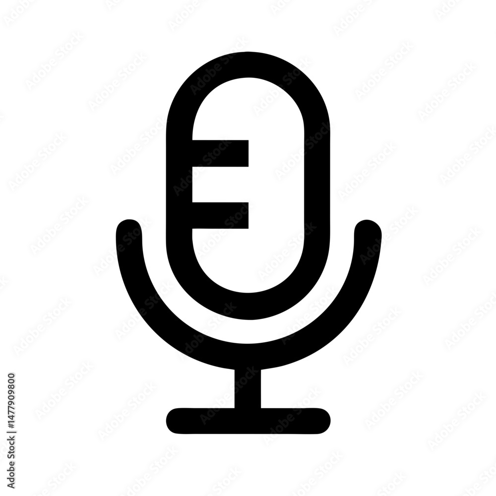 Poster microphone icon representing audio input for vocal recording and communication