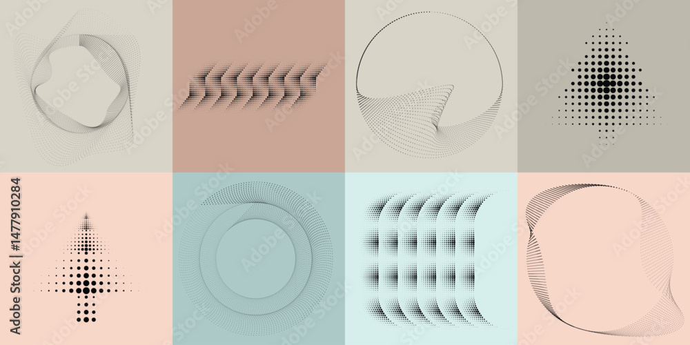 Fototapete halftone dots in circle form .rotate rounded shape vector illustration .rotating circles form a ring