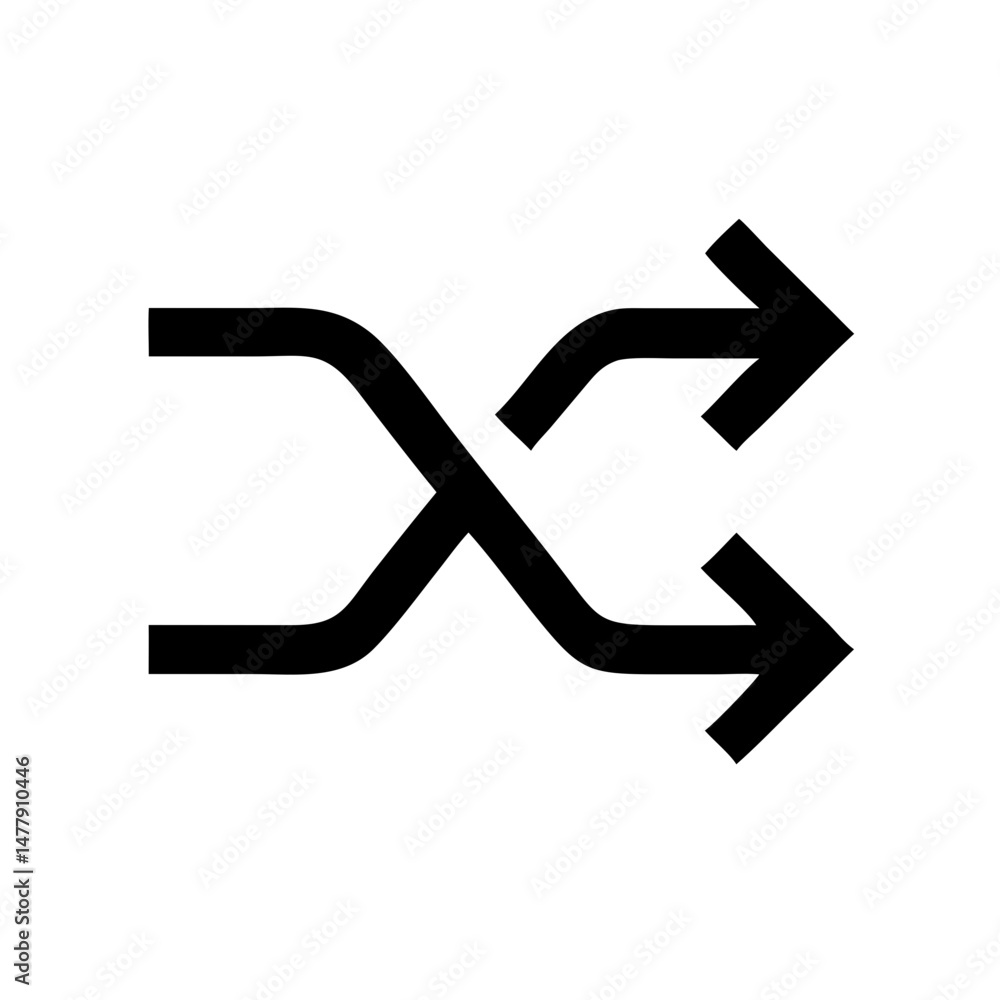 Poster shuffle symbol icon representing randomized playback function