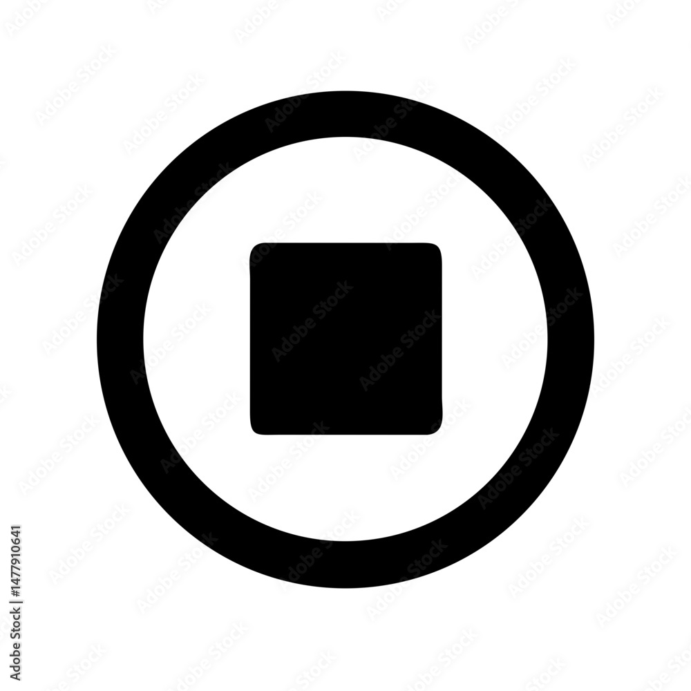 Poster stop button circle icon representing media playback control