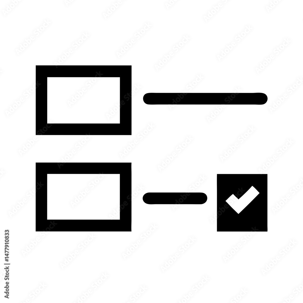 Poster survey selection boxes icon with one marked choice representing user response