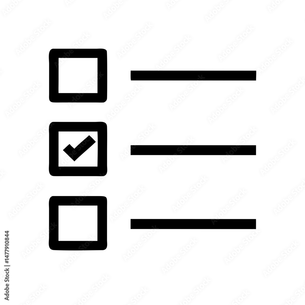 Poster survey selection boxes icon with one marked choice representing user response