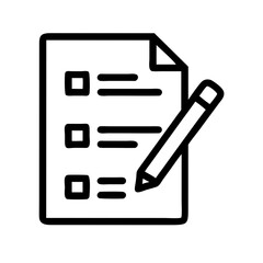 Survey Sheet with Checkmarks and Pencil Icon Representing Feedback Form Completion
