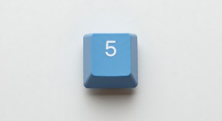 Blue Keycap with Number 5 on White Background