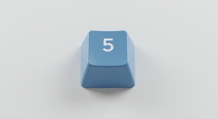 Blue Number 5 Keycap on White Background