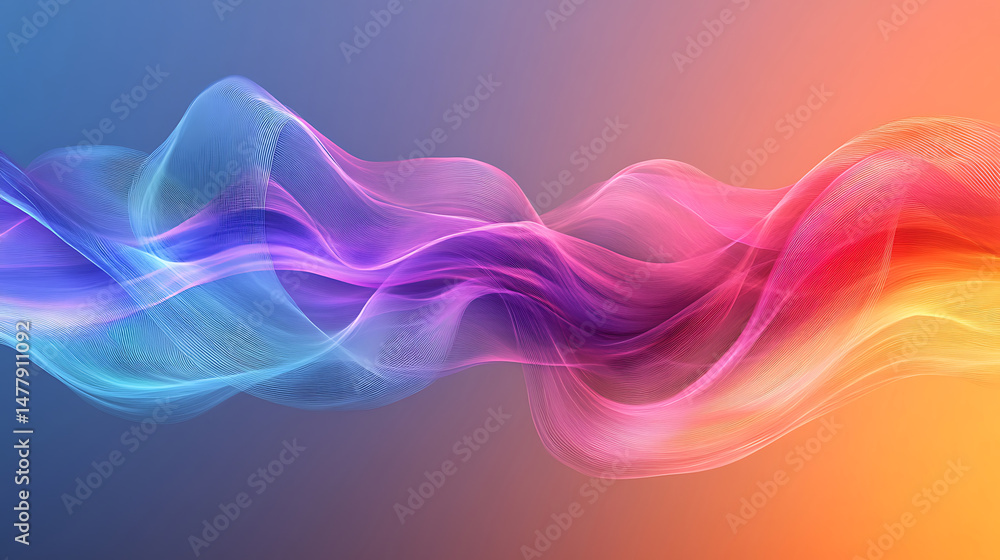 Poster abstract ribbon wave with smooth gradient background vibrant and mesmerizing digital art swirling li