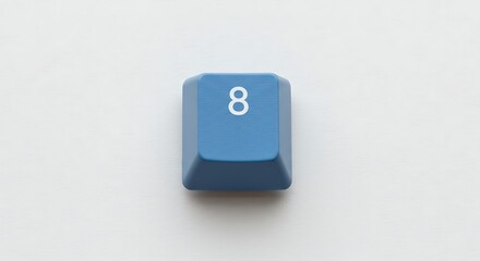 Blue Keyboard Keycap with Number 8 on White Background