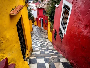 Fototapete Colorful alleyway stairs © Amenaa