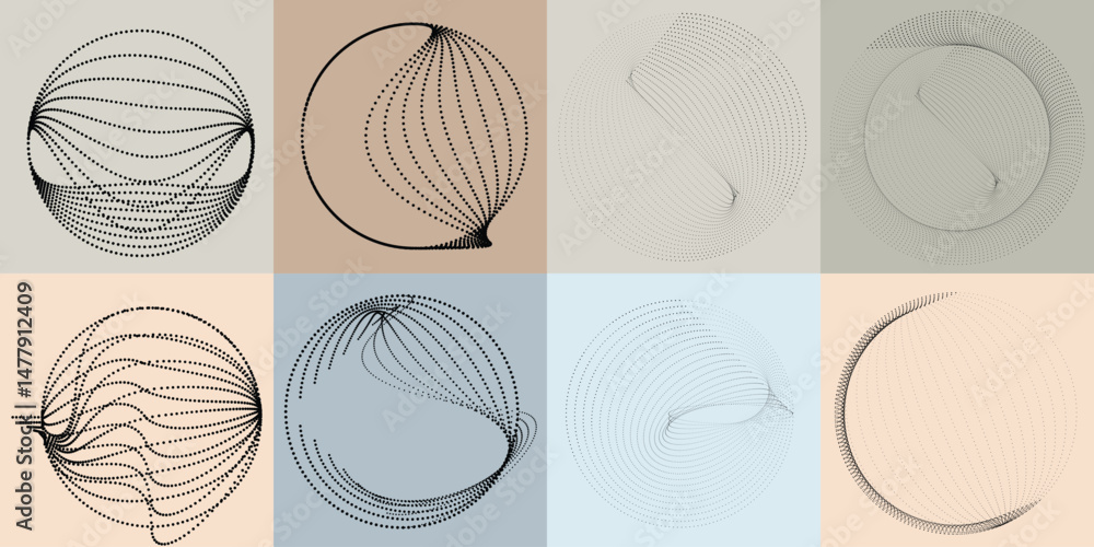 Fototapete halftone dots in circle form .rotate rounded shape vector illustration .rotating circles form a ring