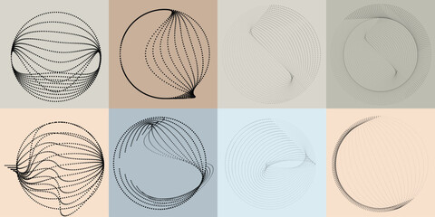 Fototapeta na wymiar Halftone dots in Circle Form .Rotate rounded shape Vector Illustration .Rotating circles form a ring.Rotating design element . Various circle lines forming round frame . Abstract Geometric line art . 