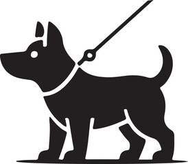 Dog on leash vector icon