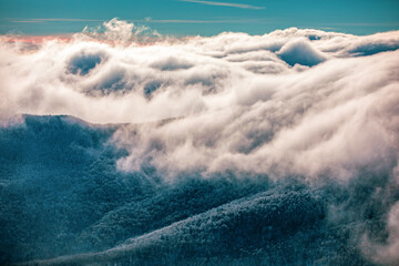 Snow-Covered Summit of a Ski Mountain in Winter