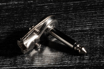 ts cable plug on black wood background