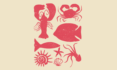 Fototapeta na wymiar Ocean fish artwork for t shirt print, poster, sticker and other uses. Stay salty. Seafood club. Fish vintage artwork.