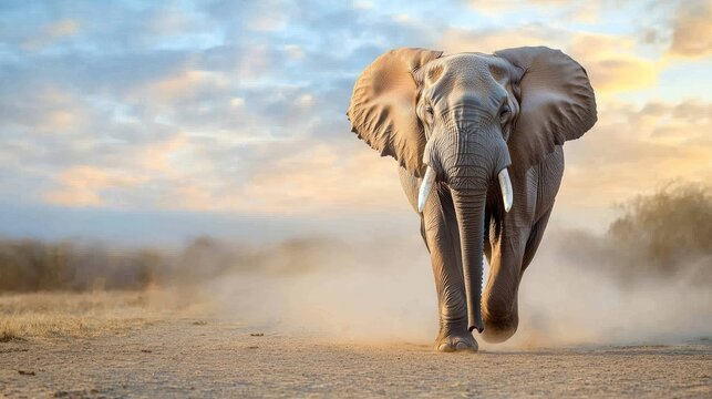 Majestic elephant walking in natural habitat outdoor wildlife animal