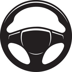 Steering Wheel Silhouette Black Vector | Car Drive Icon Clipart Design