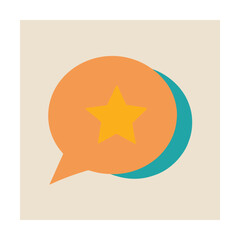Colorful star speech bubble icon for positive feedback and communication concepts