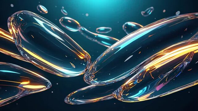 Lush glass-like abstract shapes in motion, evoking a feeling of fluid energy and surreal elegance. A motion loop concept for branding, design or green background visuals.