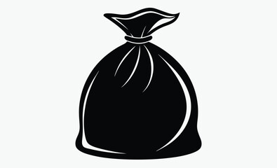 Garbage bag silhouette, Trash bag icon, Waste sack illustration