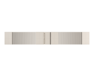 A long white line with black stripes