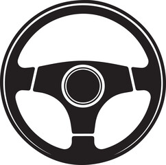 Steering Wheel Silhouette Black Vector | Car Drive Icon Clipart Design