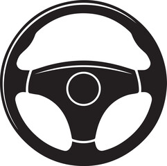 Steering Wheel Silhouette Black Vector | Car Drive Icon Clipart Design