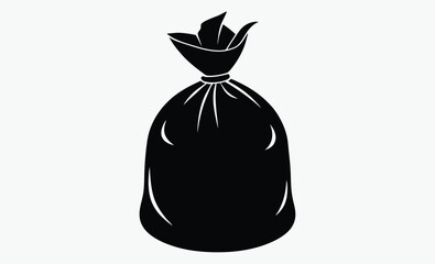 Garbage bag silhouette, Trash bag icon, Waste sack illustration