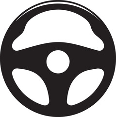 Steering Wheel Silhouette Black Vector | Car Drive Icon Clipart Design