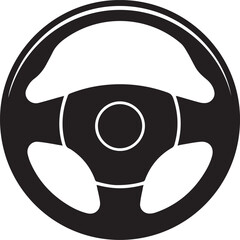Steering Wheel Silhouette Black Vector | Car Drive Icon Clipart Design