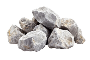 Obraz premium Pile of Gray Rocks and Stones on a Black Background Isolated for Construction or Landscaping