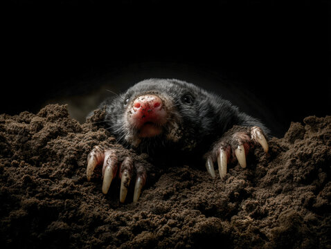 Mole wearing a mining helmet