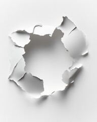 Torn white paper revealing bright space studio shot minimalist design concept abstract background texture blank canvas