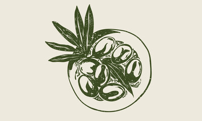 Green olive artwork for t shirt print, poster, sticker and other uses. Olive wall art.