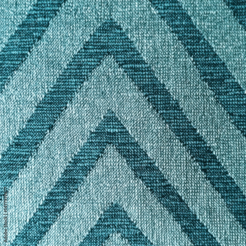 Poster teal chevron pattern close up abstract texture background textile design surface in studio shot for 