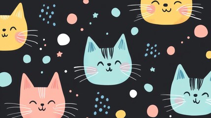 Cute cartoon cats pattern (4)