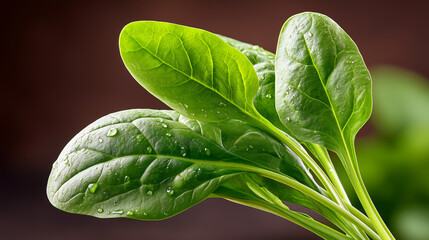 Fototapeta premium Fresh spinach leaves in closeup shot in green colors for healthy diet