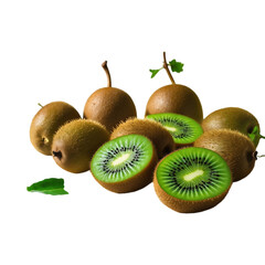 Fototapeta premium Kiwi Fruit Fresh Ripe Halves Isolated on White