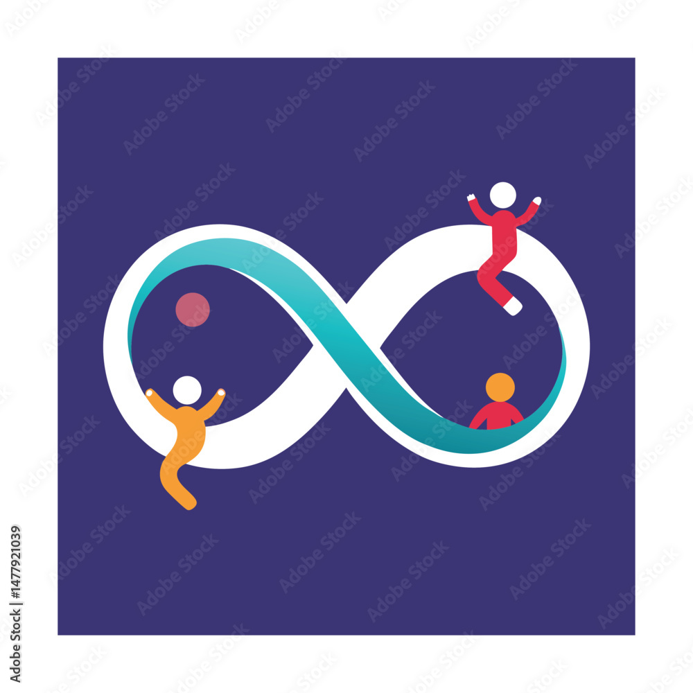 Aufkleber abstract illustration of people interacting within an infinity loop representing connection