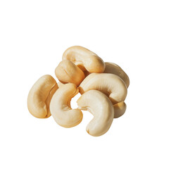 Fototapeta premium Pile of cashew nuts close up on transparent background