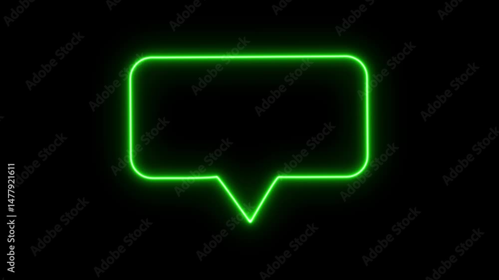 Poster neon message icon animation with black background. glowing neon message icon concept.