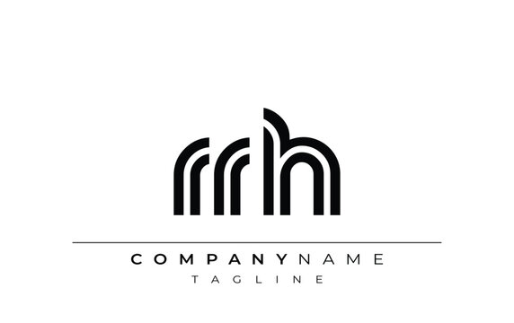 RRH Creative Unique Modern Letter Logo Design. Stylized logo featuring a unique letter design, presenting abstract minimalist aesthetics and modern appeal.