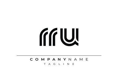 RRU Creative Unique Modern Letter Logo Design. Stylized logo featuring a unique letter design, presenting abstract minimalist aesthetics and modern appeal.