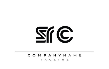 SRC Creative Unique Modern Letter Logo Design. Stylized logo featuring a unique letter design, presenting abstract minimalist aesthetics and modern appeal.
