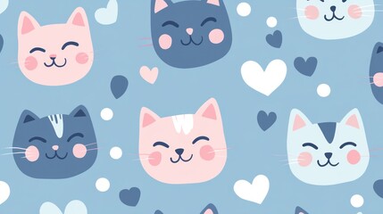 Cute cat faces pattern